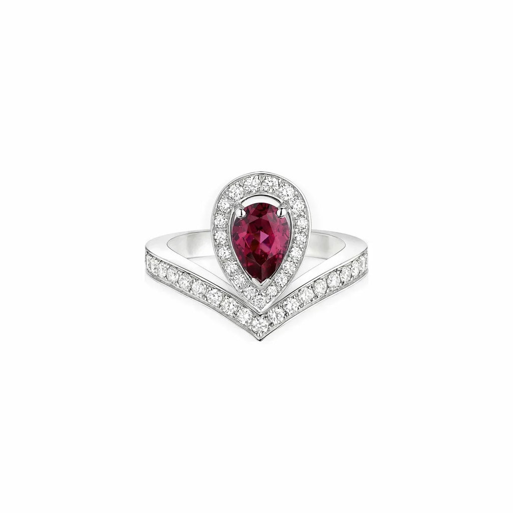 CHAUMET JOSEPHINE RED DIAMOND SILVER RING