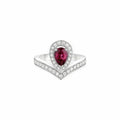 CHAUMET JOSEPHINE RED DIAMOND SILVER RING