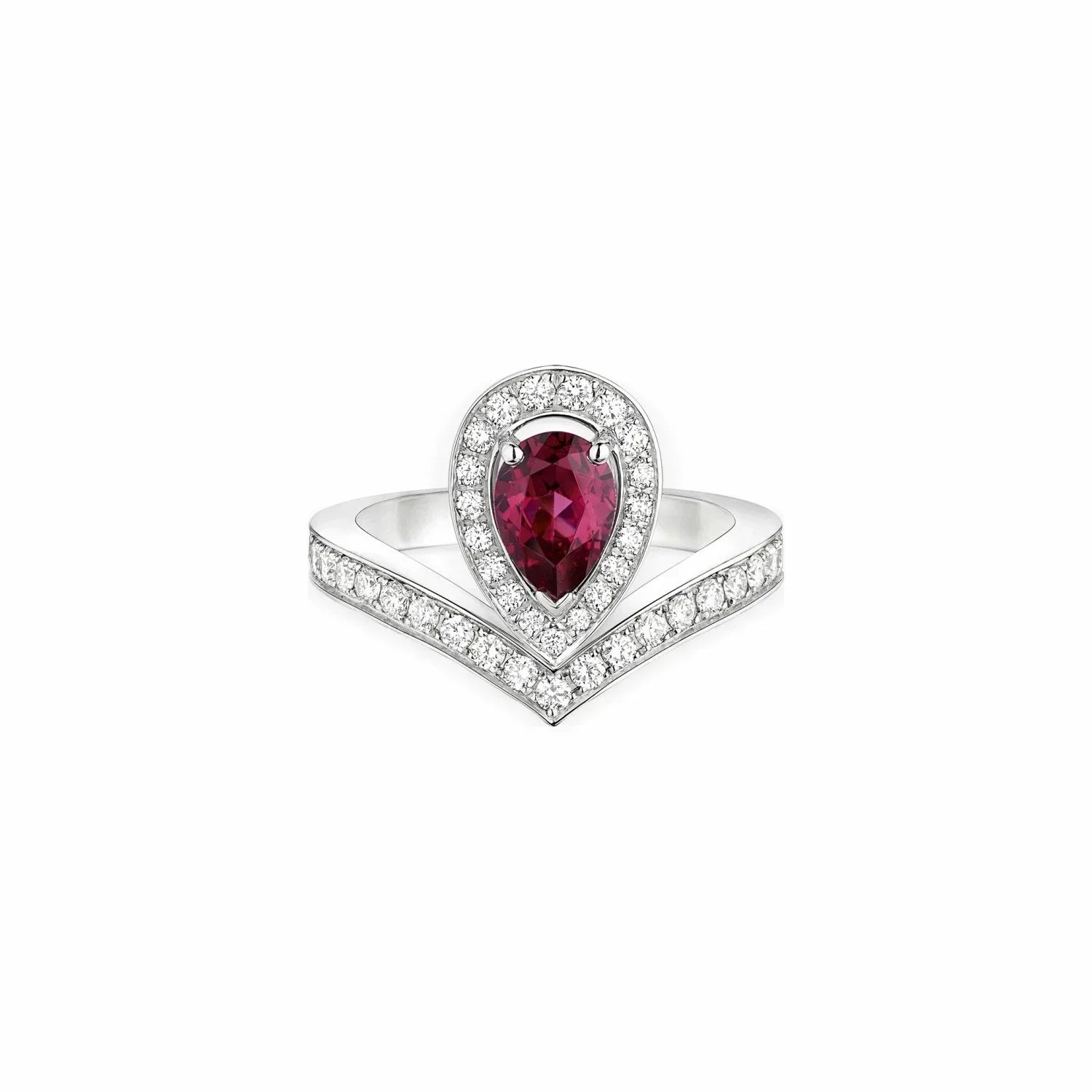 CHAUMET JOSEPHINE RED DIAMOND SILVER RING