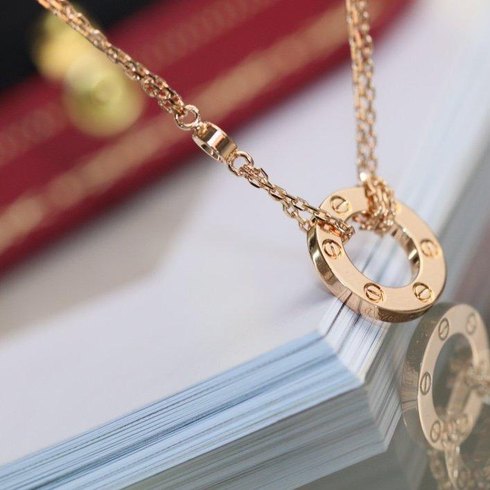 CARTIER LOVE NECKLACE ADJUSTABLE ROSE GOLD 2 DIAMOND