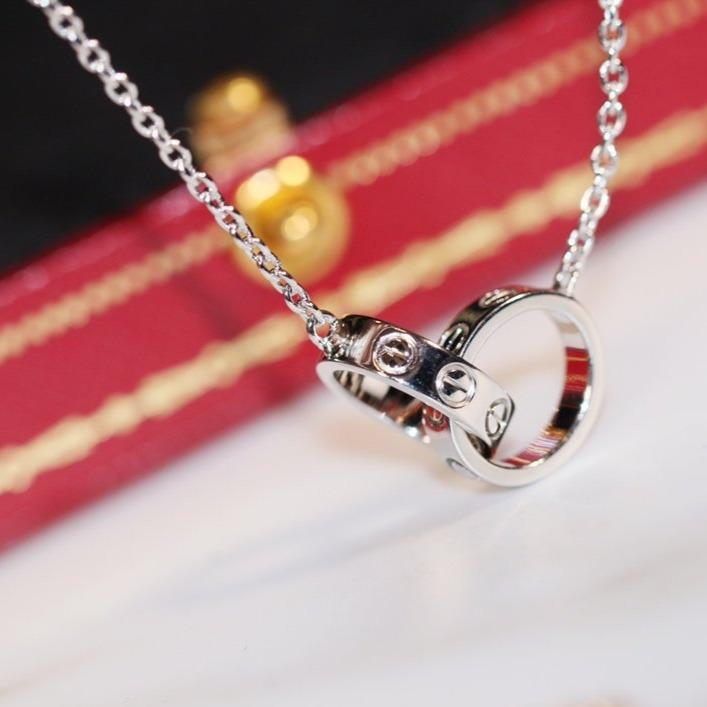 CARTIER LOVE NECKLACE PINK GOLD AND SILVER