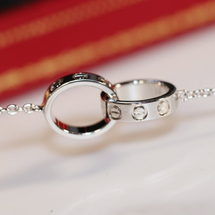 CARTIER LOVE NECKLACE PINK GOLD AND SILVER
