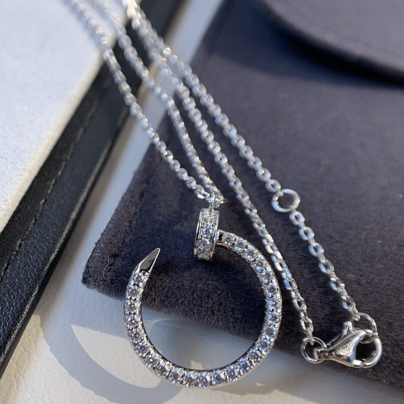 CARTIER JUSTE NECKLACE 2.2MM SILVER FULL DIAMONDS