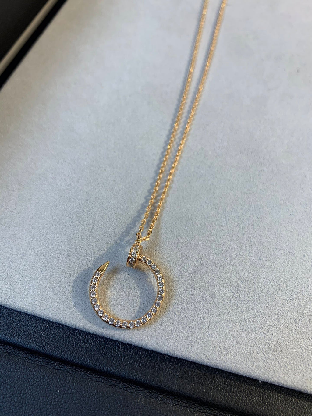 CARTIER JUSTE NECKLACE 2.2MM PINK GOLD FULL DIAMONDS