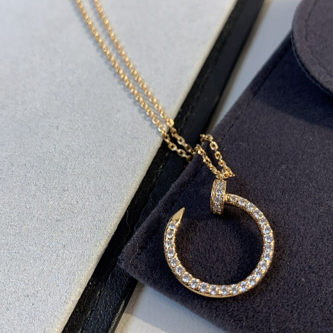 CARTIER JUSTE NECKLACE 2.2MM PINK GOLD FULL DIAMONDS
