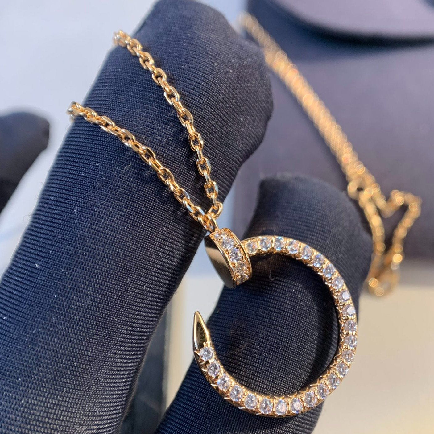 CARTIER JUSTE NECKLACE 2.2MM PINK GOLD FULL DIAMONDS