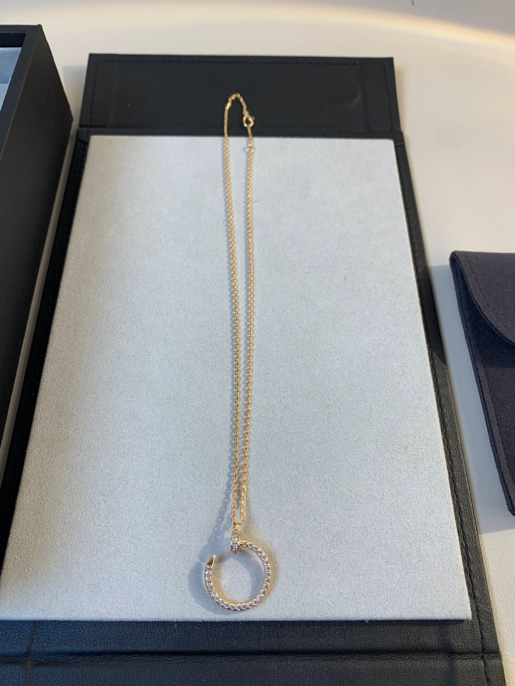 CARTIER JUSTE NECKLACE 2.2MM PINK GOLD FULL DIAMONDS