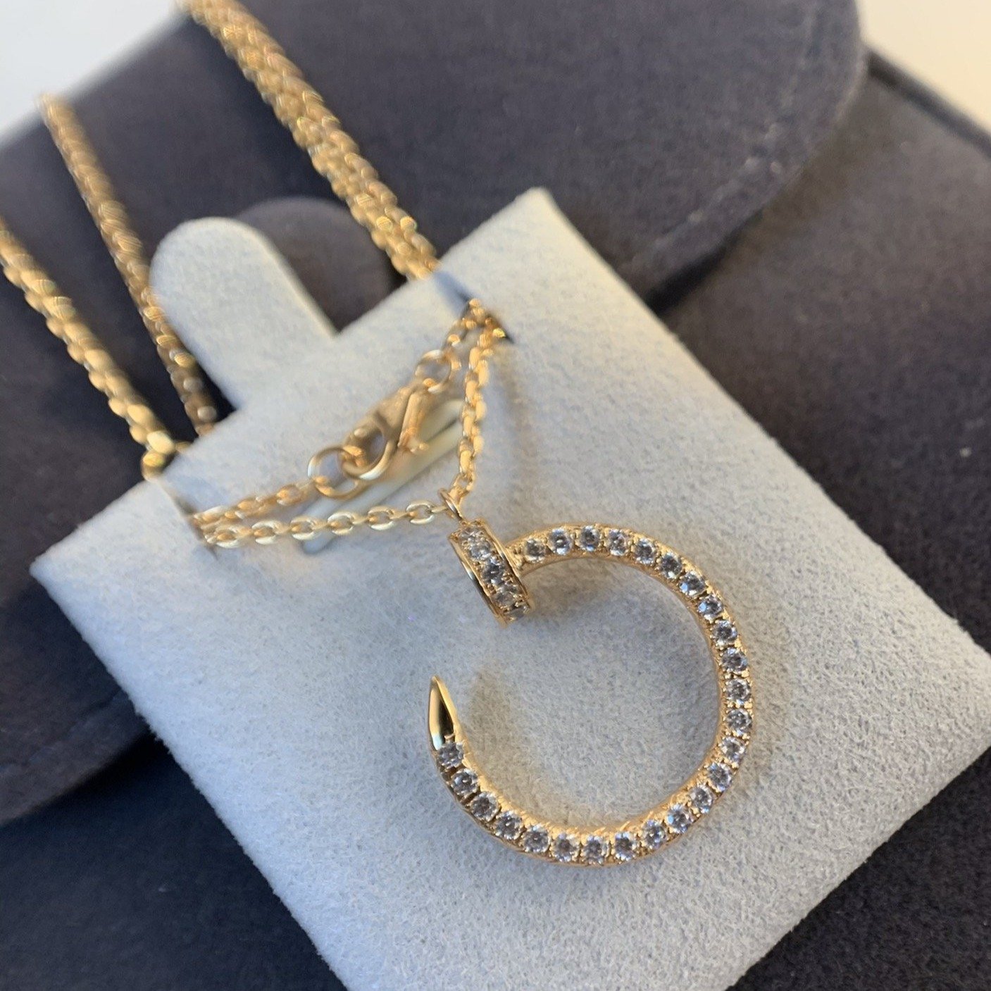 CARTIER JUSTE NECKLACE 2.2MM PINK GOLD FULL DIAMONDS
