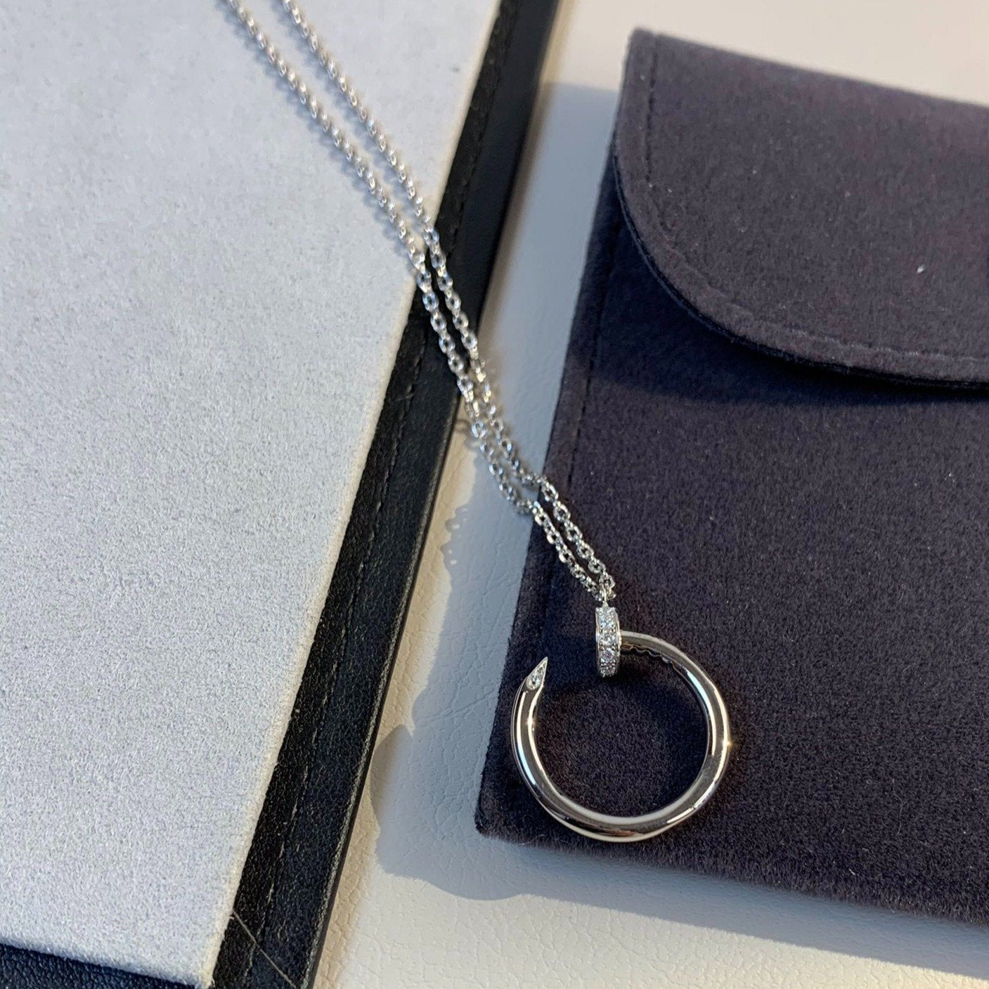 CARTIER JUSTE NECKLACE 2.2MM SILVER DIAMONDS