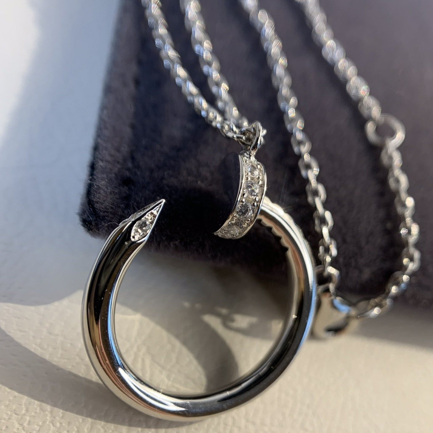 CARTIER JUSTE NECKLACE 2.2MM SILVER DIAMONDS