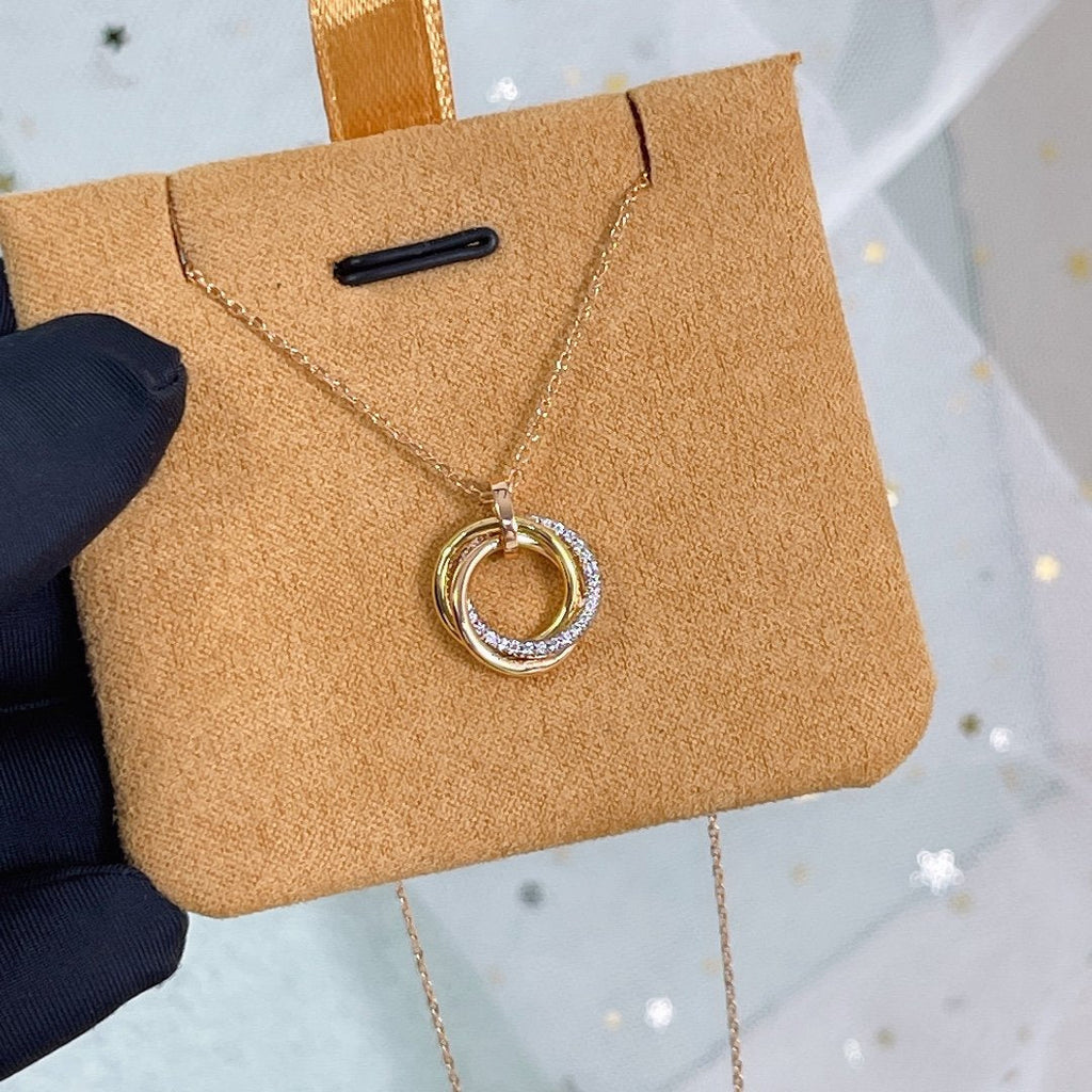 CARTIER TRINITY NECKLACE SILVER GOLD PINK GOLD DIAMONDS