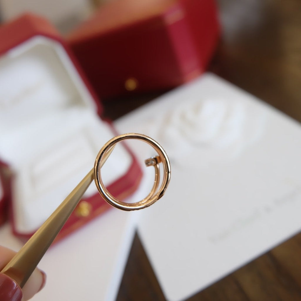 CARTIER JUSTE RING 1.8MM PINK GOLD DOUBLE ROW DIAMONDS