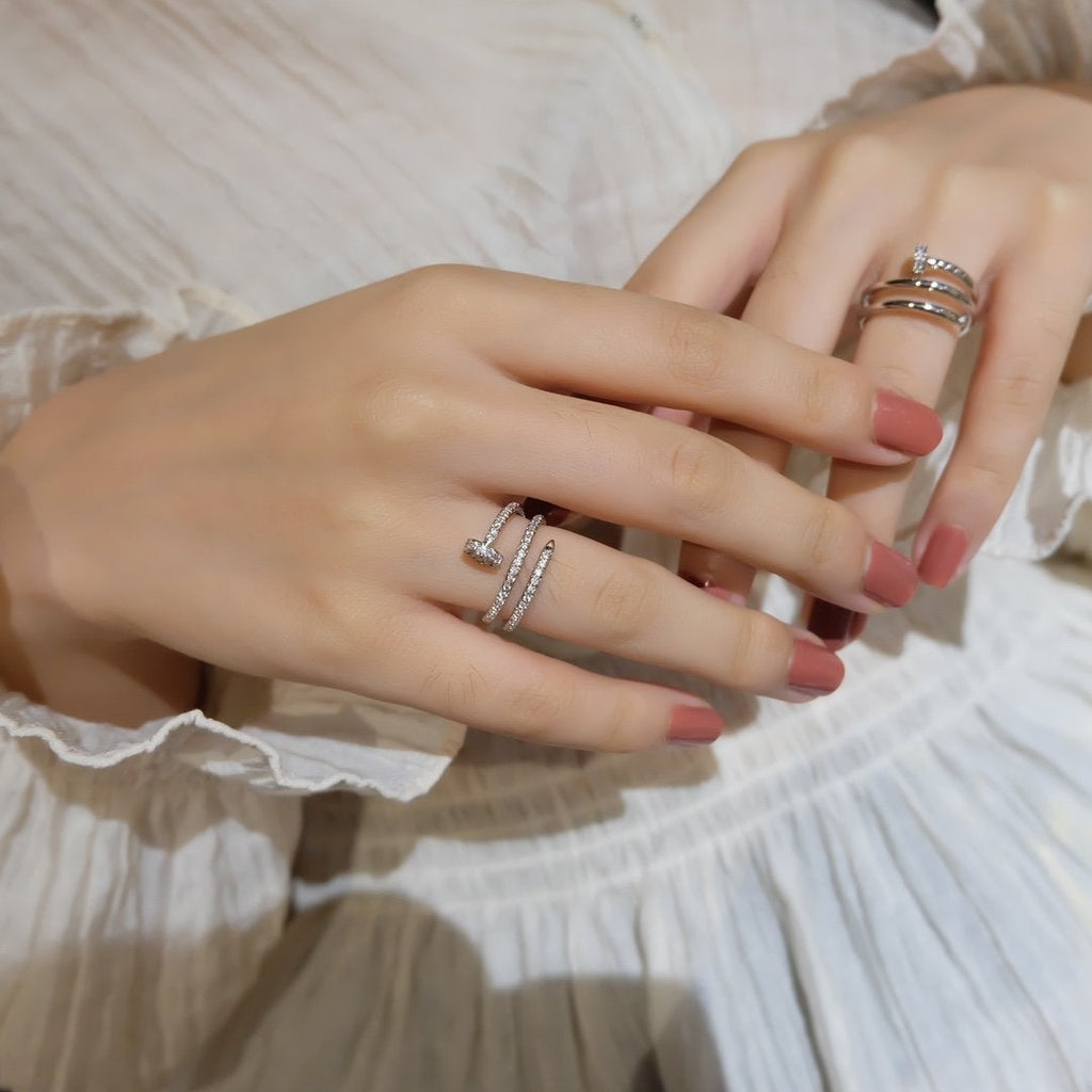 CARTIER JUSTE RING 1.8MM SILVER DOUBLE ROW DIAMONDS