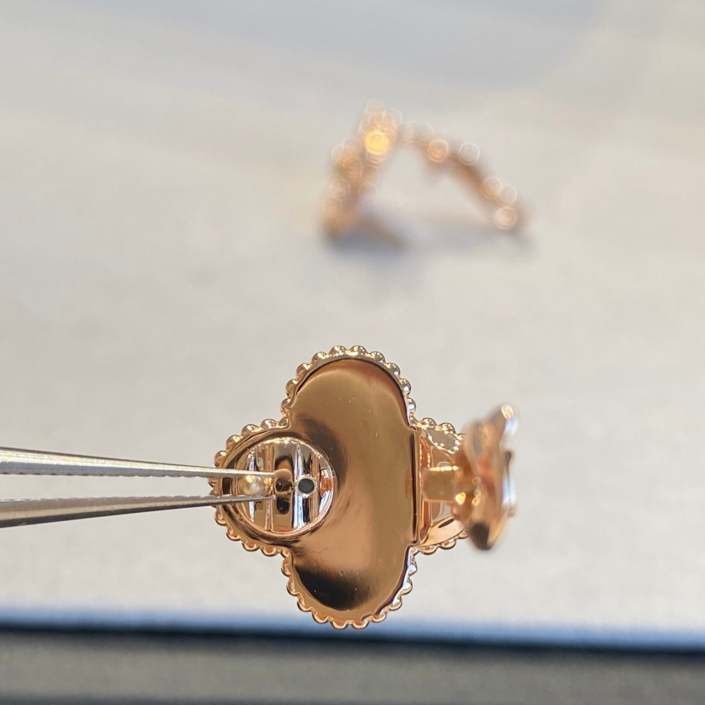 Van Cleef & Arpels CLOVER BLACK MOP PINK GOLD DIAMOND EARRINGS
