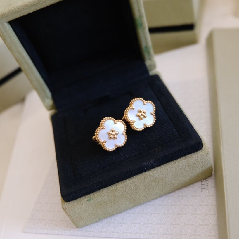 Van Cleef & Arpels LUCKY PINK GOLD WHITE MOP EARRINGS