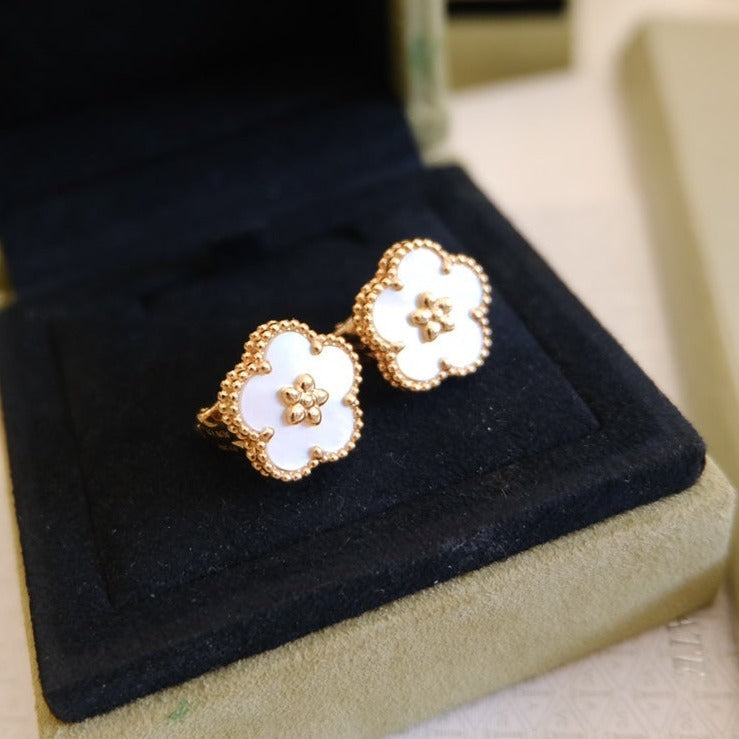 Van Cleef & Arpels LUCKY PINK GOLD WHITE MOP EARRINGS