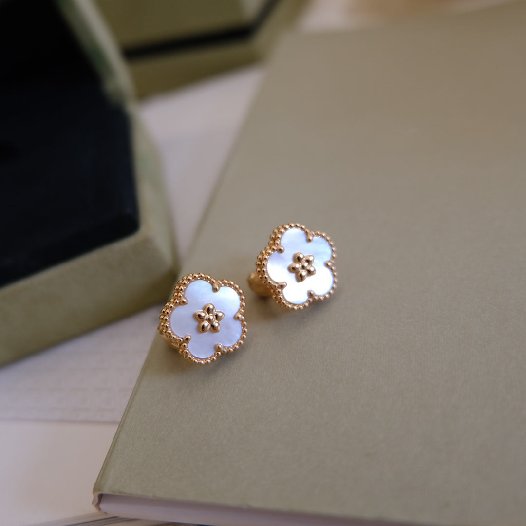 Van Cleef & Arpels LUCKY PINK GOLD WHITE MOP EARRINGS