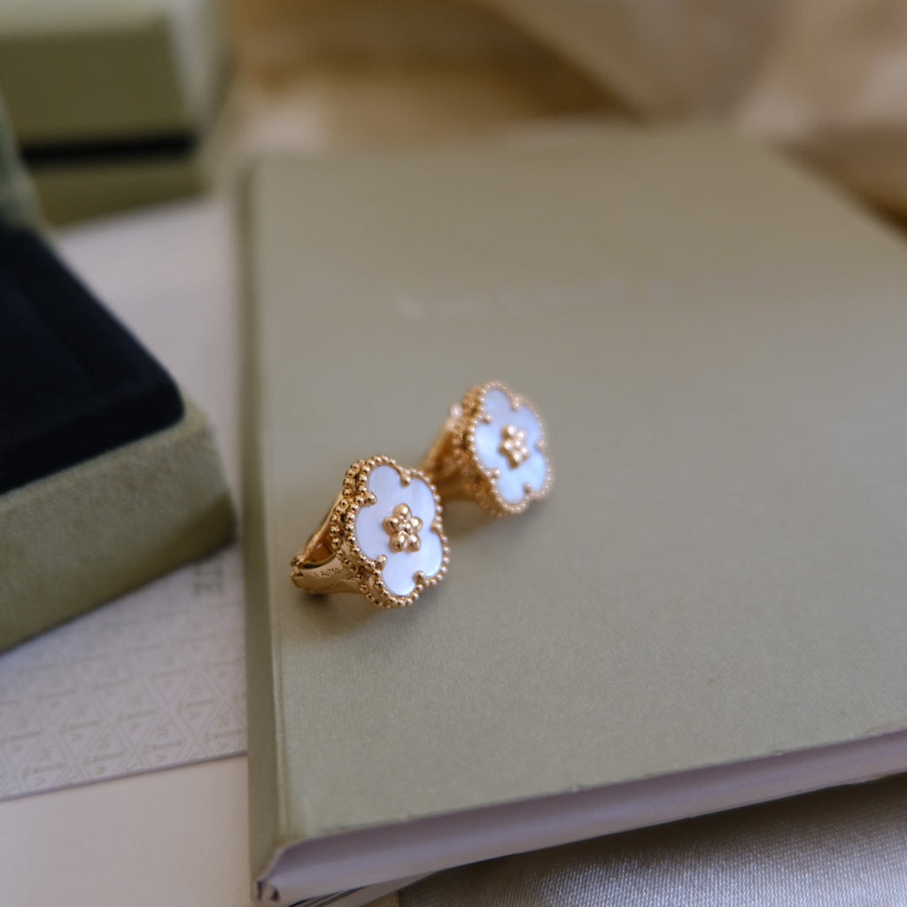 Van Cleef & Arpels LUCKY PINK GOLD WHITE MOP EARRINGS