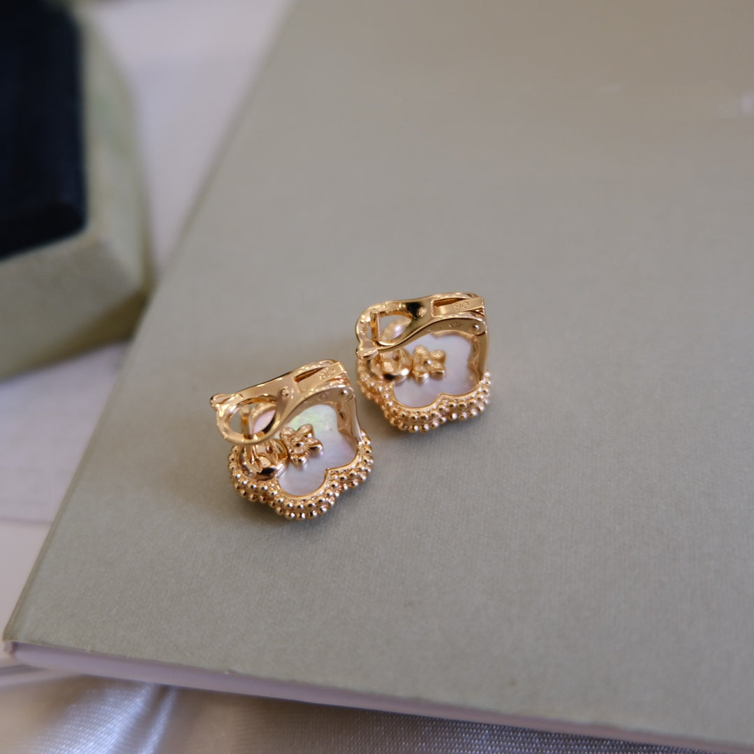 Van Cleef & Arpels LUCKY PINK GOLD WHITE MOP EARRINGS