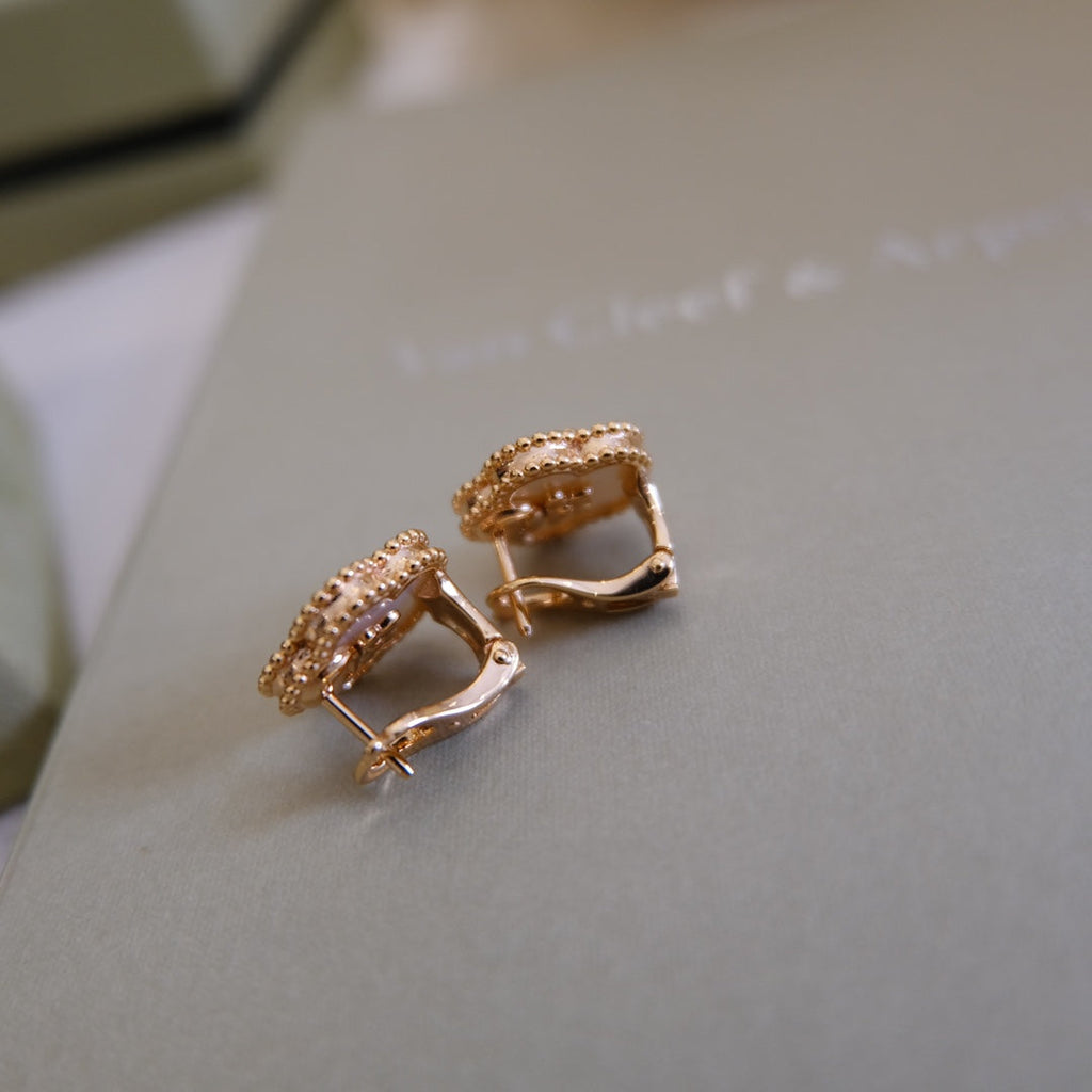 Van Cleef & Arpels LUCKY PINK GOLD WHITE MOP EARRINGS
