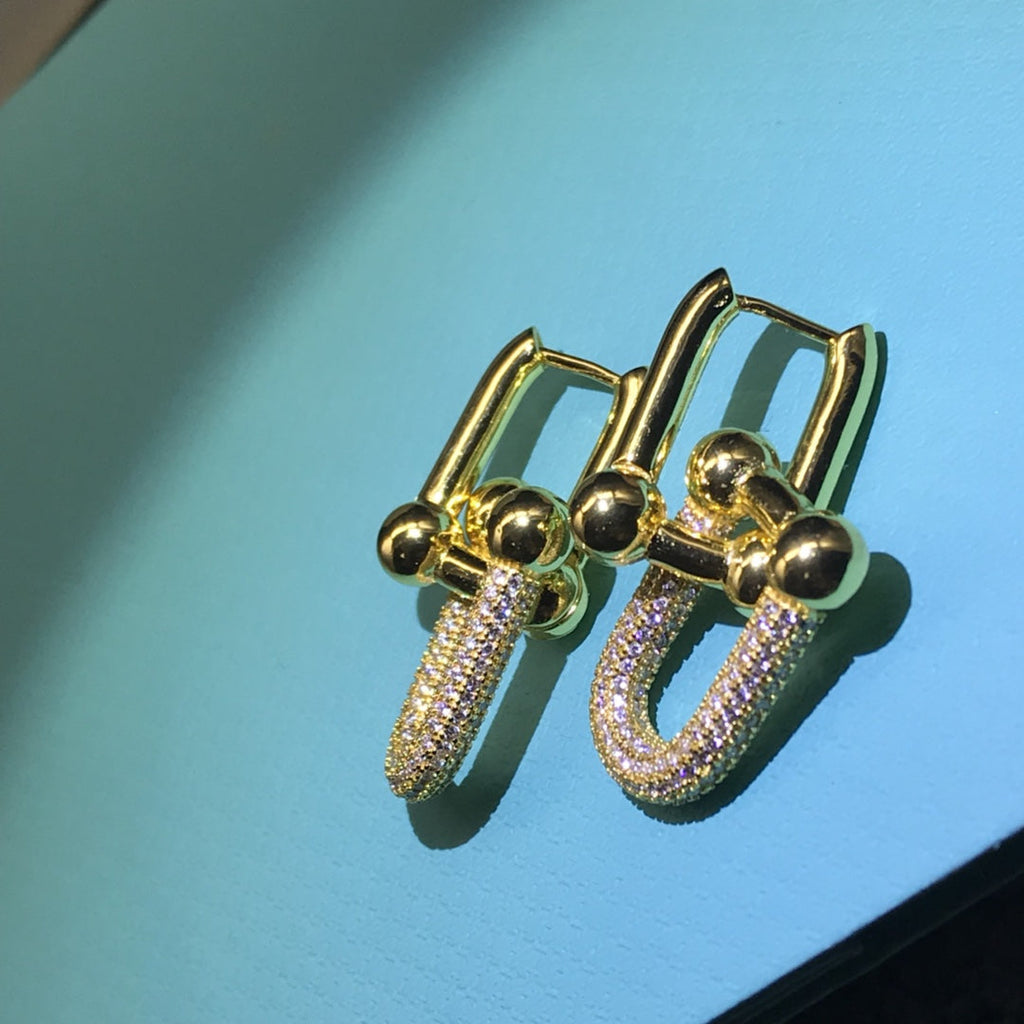 TIFFANY HARDWARE DROP EARRINGS DOUBLE LINK DIAMOND