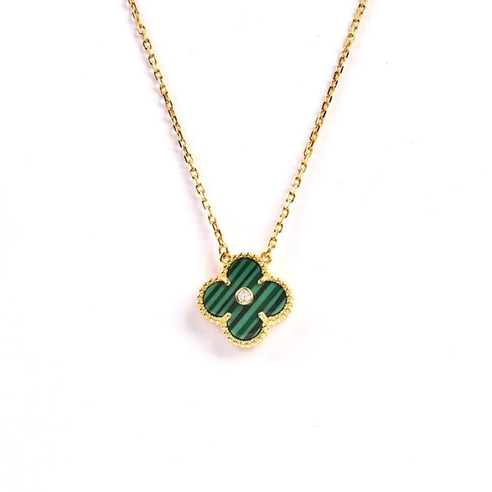 Van Cleef & Arpels CLOVER PEDANT MALACHITE GOLD NECKLACE