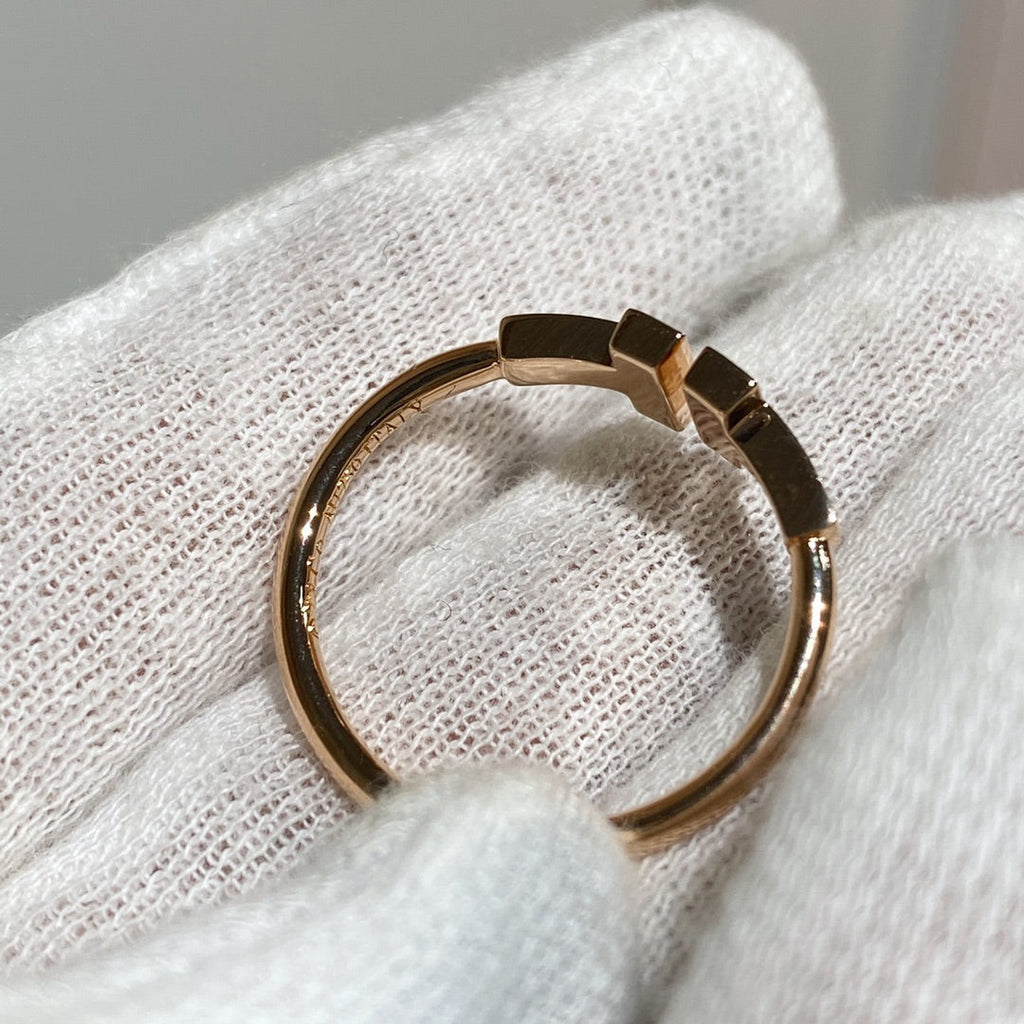 TIFFANY T WIRE RING FULL DIAMOND PINK GOLD