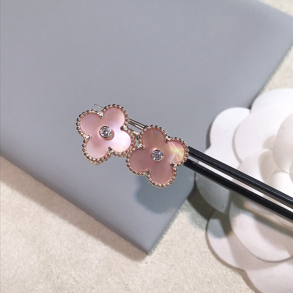 Van Cleef & Arpels CLOVER PINK GOLD MOP EARRINGS