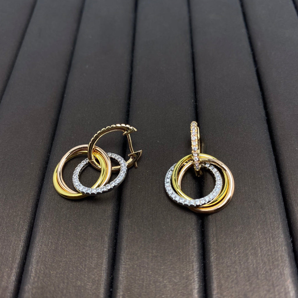 CARTIER TRINITY EARRINGS GOLD DIAMOND