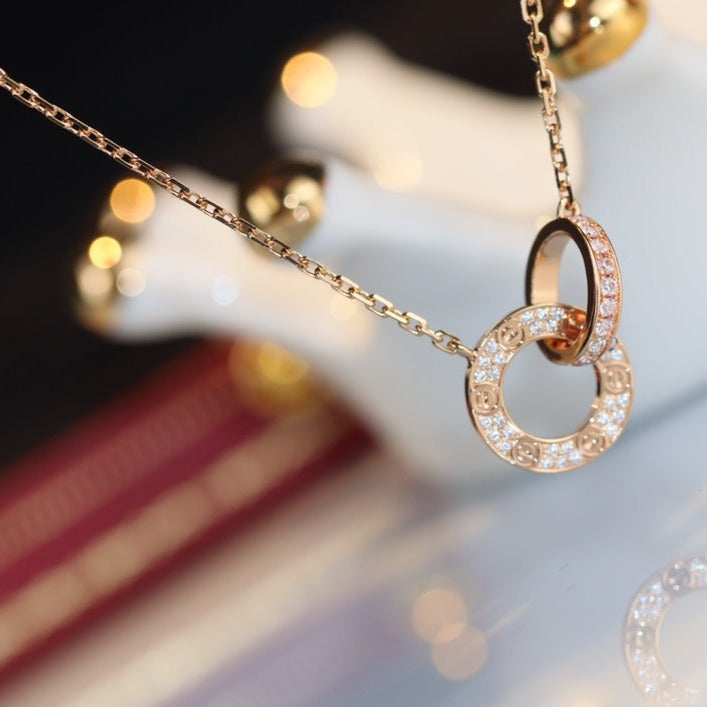 CARTIER LOVE DOUBLE RING DIAMOND NECKLACE