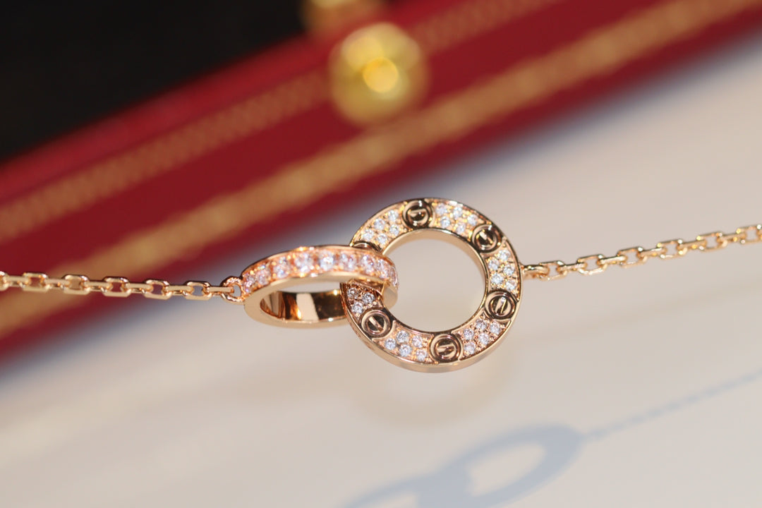 CARTIER LOVE DOUBLE RING DIAMOND NECKLACE
