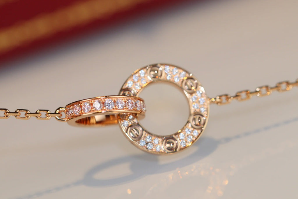 CARTIER LOVE DOUBLE RING DIAMOND NECKLACE