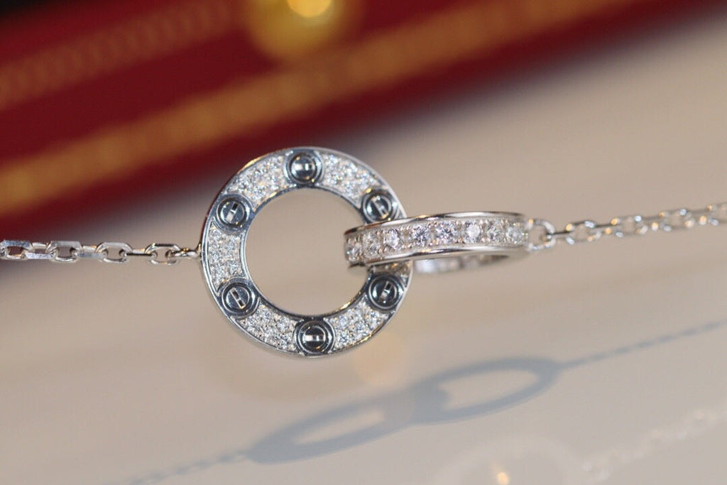 CARTIER LOVE DOUBLE RING DIAMOND NECKLACE