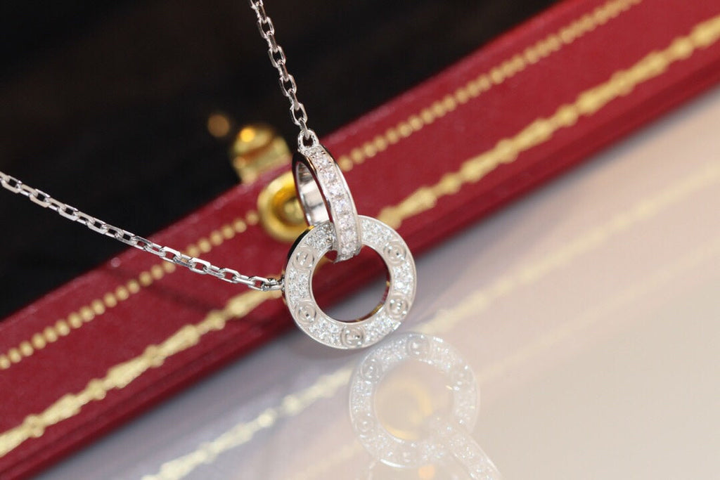 CARTIER LOVE DOUBLE RING DIAMOND NECKLACE