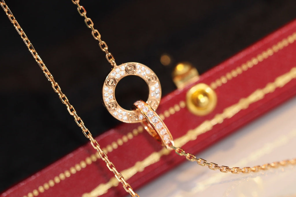 CARTIER LOVE DOUBLE RING DIAMOND NECKLACE