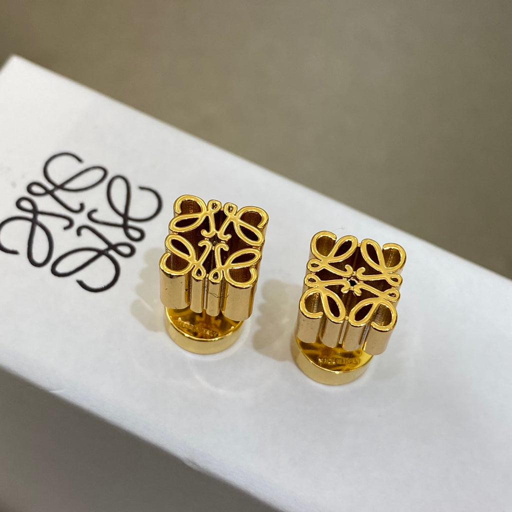 LOEWE ANAGRAM GOLD STUD EARRINGS