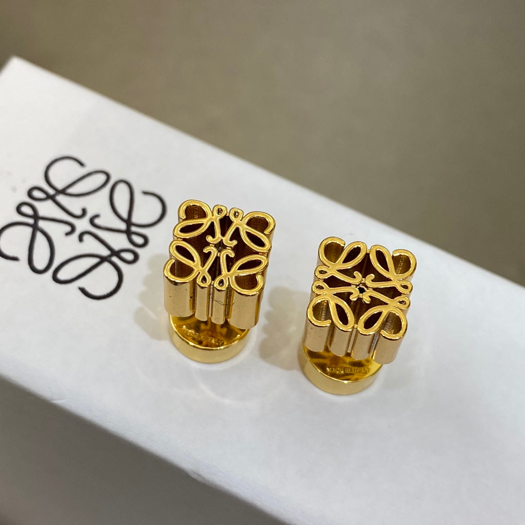 LOEWE ANAGRAM GOLD STUD EARRINGS