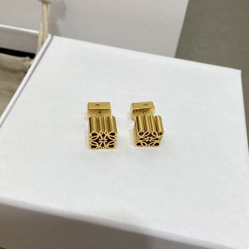 LOEWE ANAGRAM GOLD STUD EARRINGS