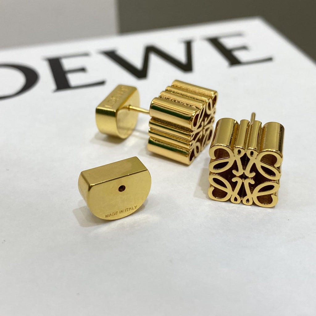 LOEWE ANAGRAM GOLD STUD EARRINGS
