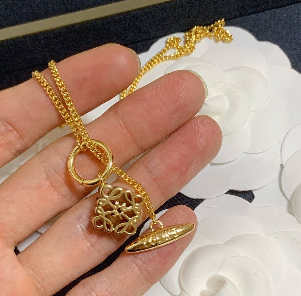 LOEWE ANAGRAM GOLD NECKLACE