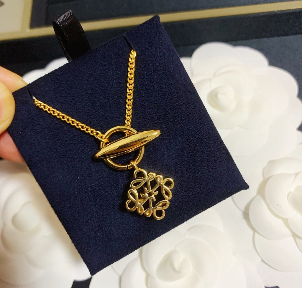 LOEWE ANAGRAM GOLD NECKLACE