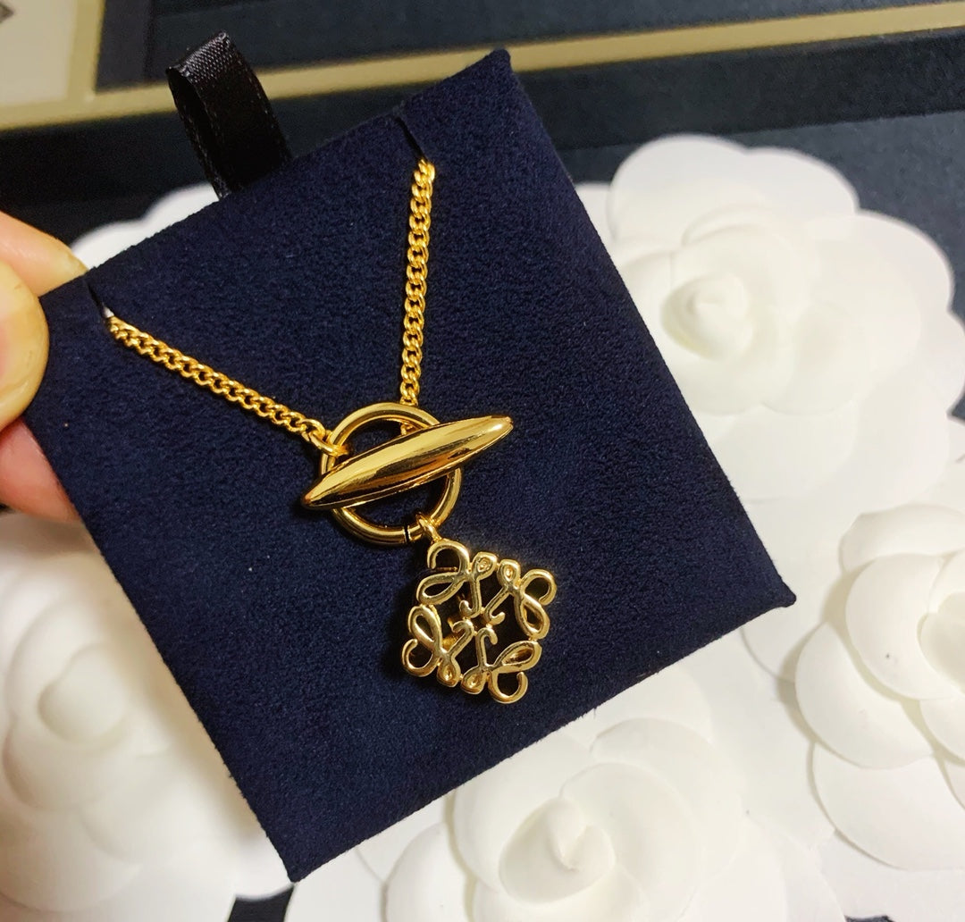 LOEWE ANAGRAM GOLD NECKLACE