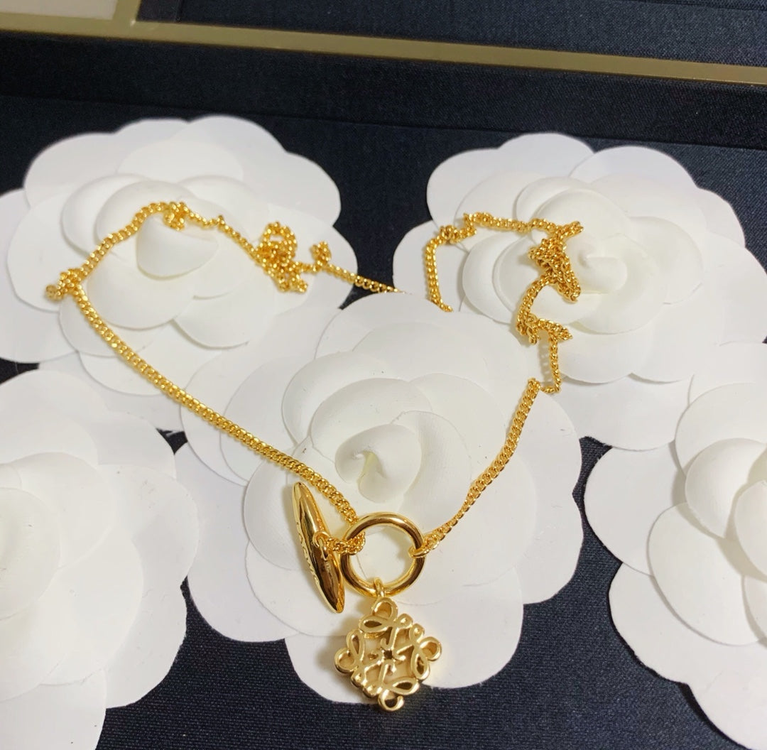 LOEWE ANAGRAM GOLD NECKLACE