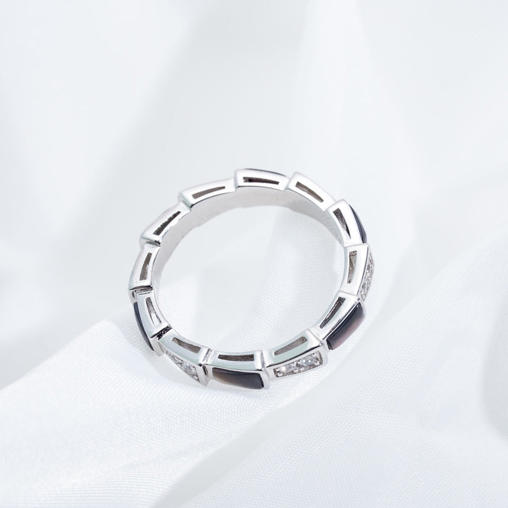 Bvlgari SERPENTI RING SILVER  DIAMOND BLACK MOP 3MM