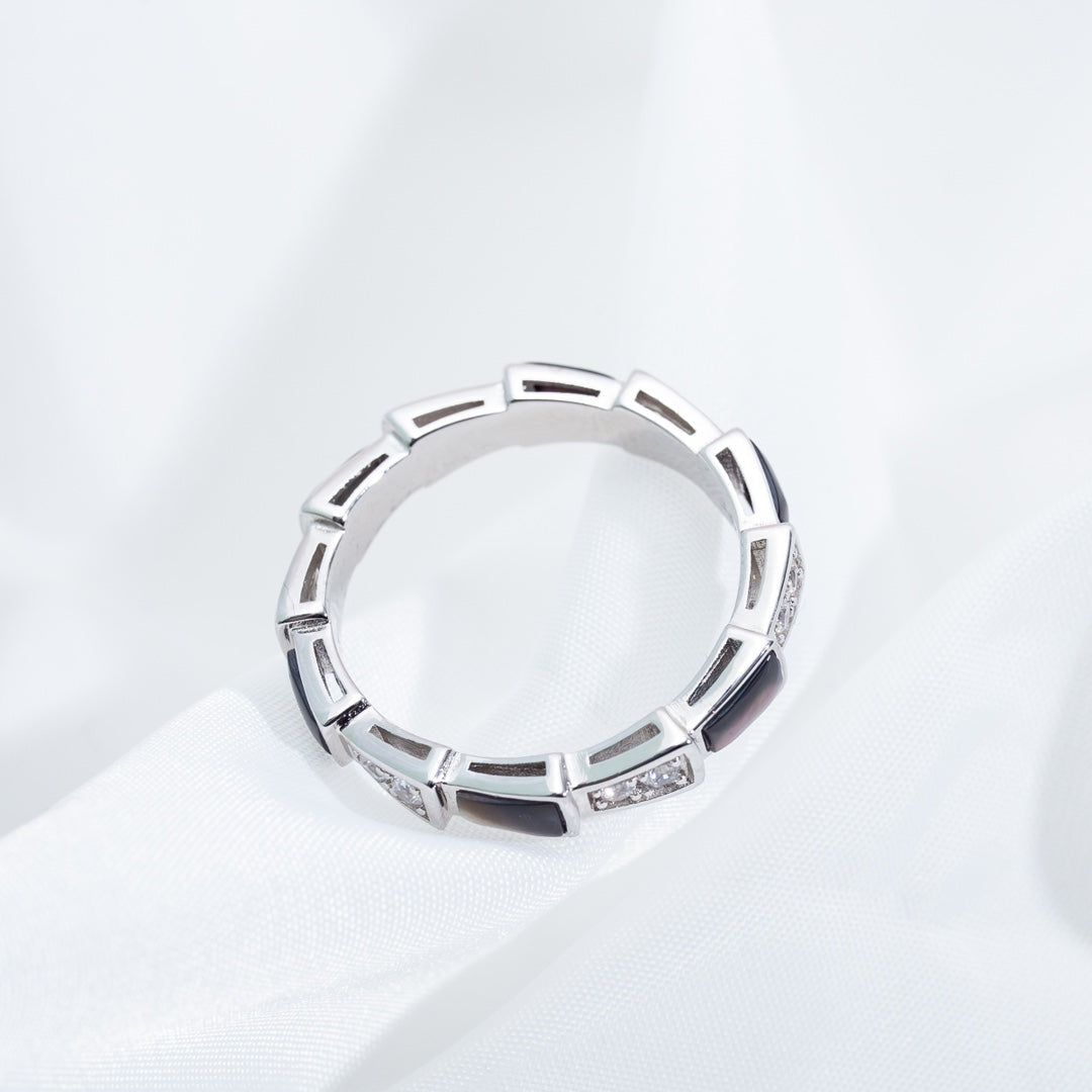 Bvlgari SERPENTI RING SILVER  DIAMOND BLACK MOP 3MM