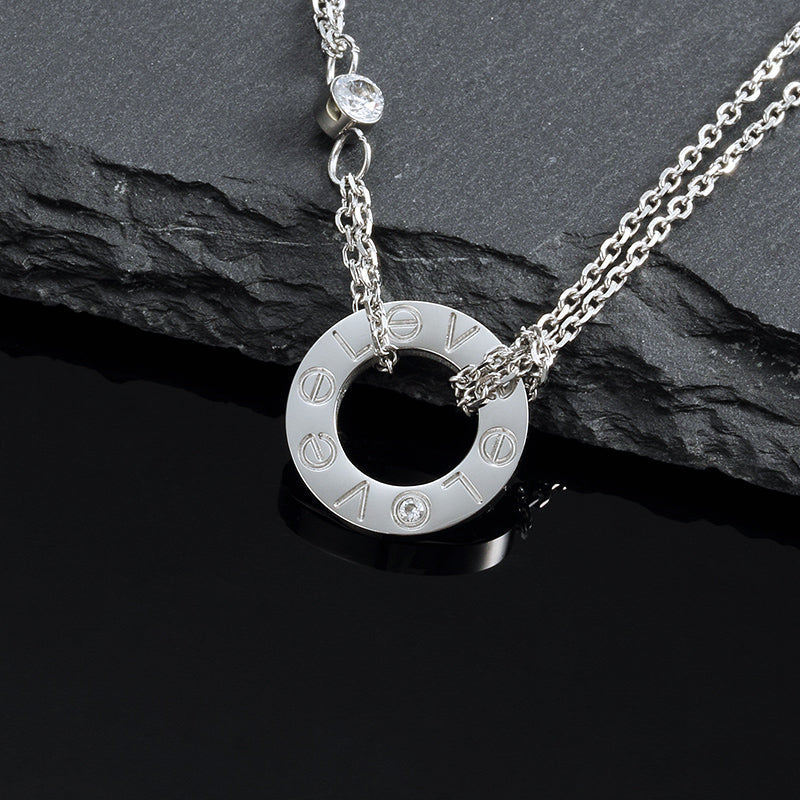 CARTIER LOVE NECKLACE 16MM 2 DIAMONDS