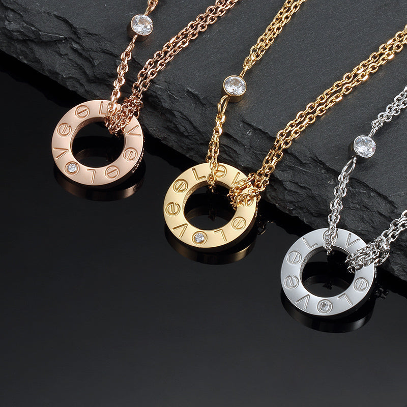 CARTIER LOVE NECKLACE 16MM 2 DIAMONDS