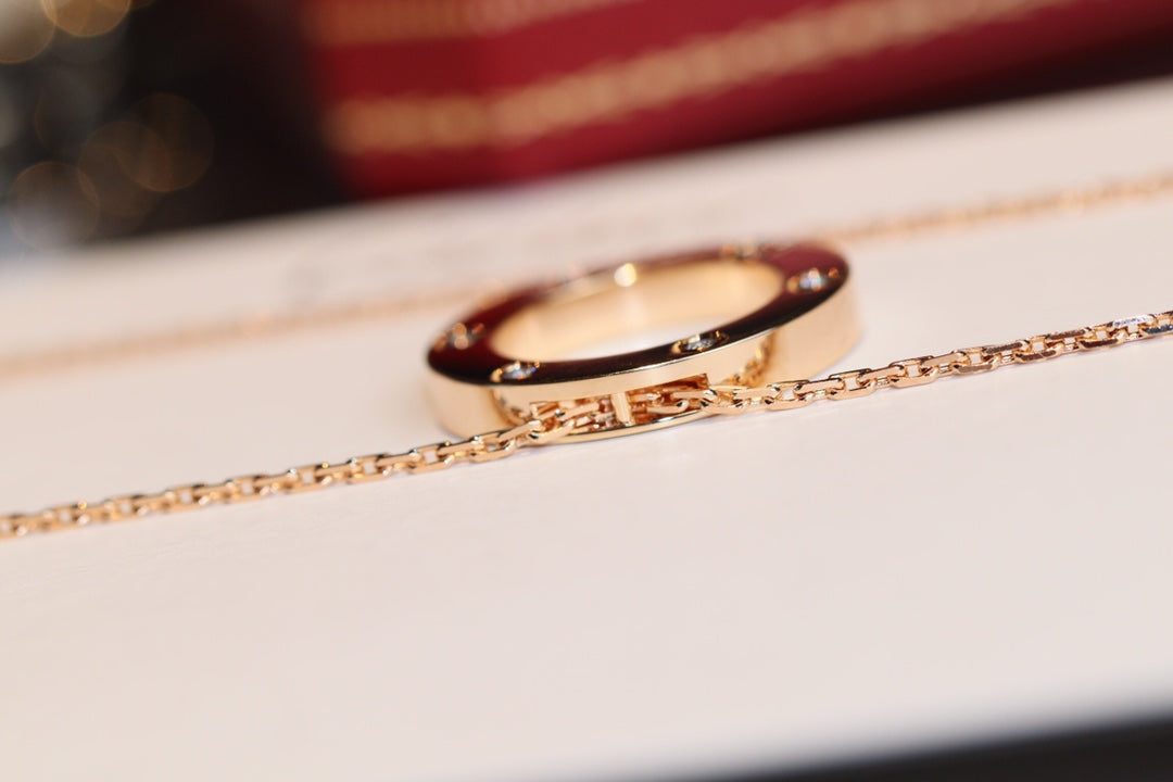 CARTIER LOVE NECKLACE 16MM 6 DIAMONDS PINK GOLD