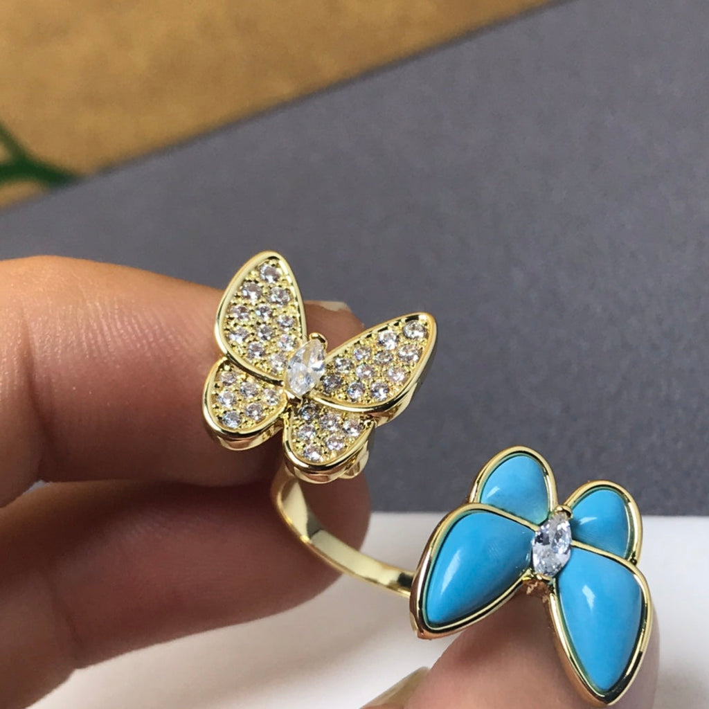 Van Cleef & Arpels TWIN BUTTERFLY TURQUOISE DIAMOND RING