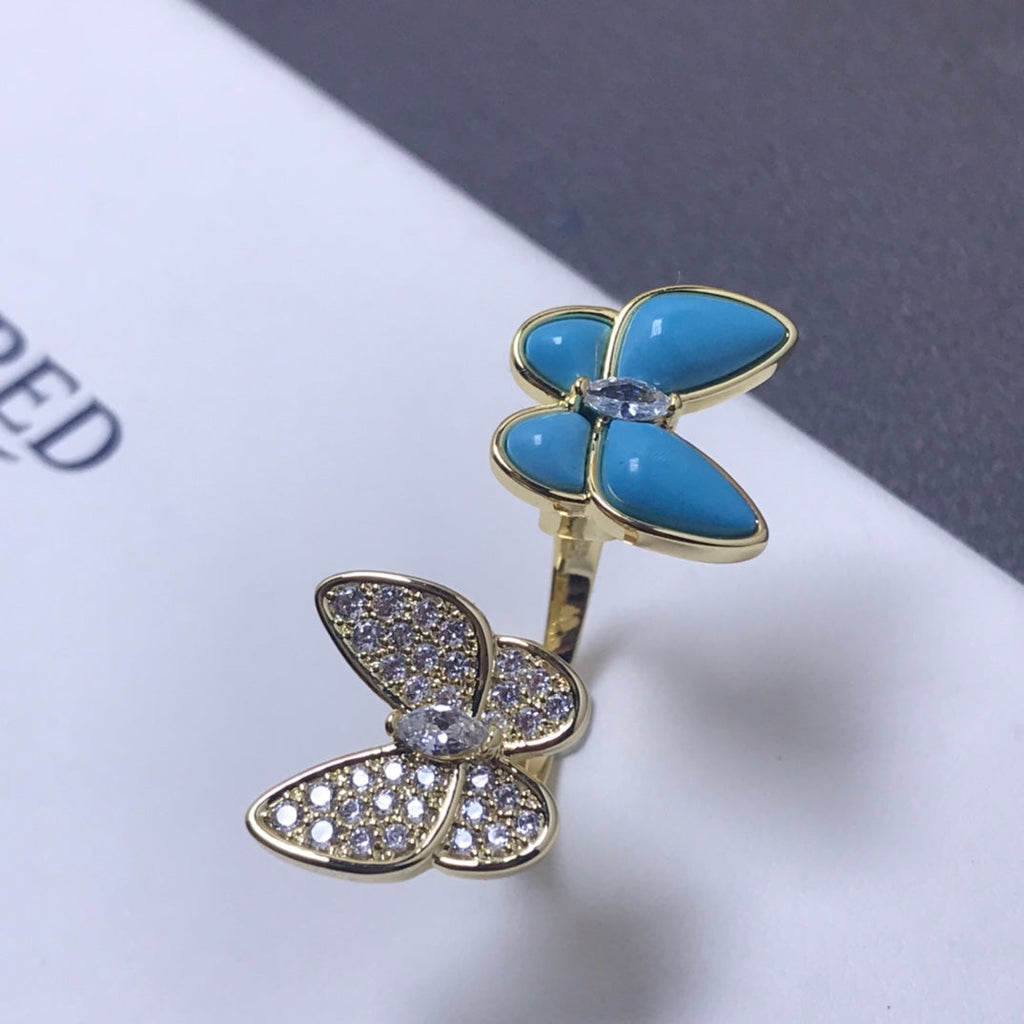 Van Cleef & Arpels TWIN BUTTERFLY TURQUOISE DIAMOND RING